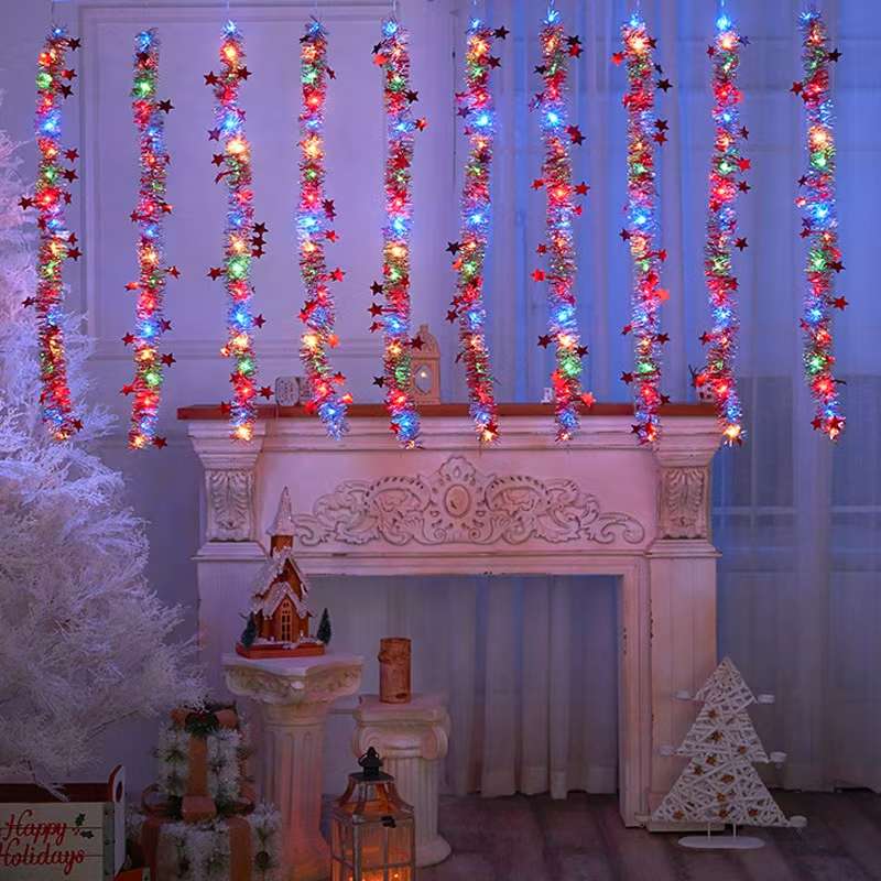 Indoor Christmas silk strip decorative curtain lights 3*0.9 meters, outdoor LED light strings, solar light strings, G40 light strings, led small string lights, festival decorative light strips, courtyard lighting fixtures detail image 6