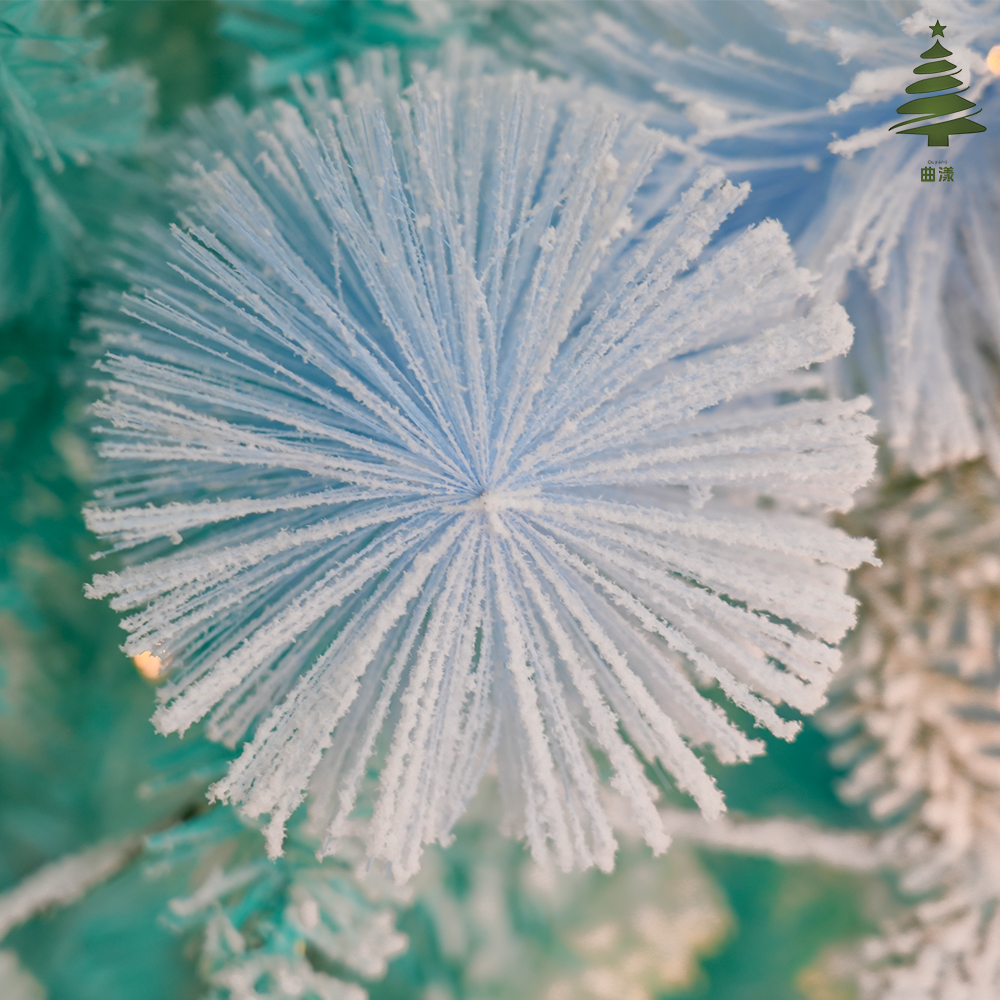 A new 2025 blue PVC mixed PE/PET pine needle flocking snowfall Christmas tree Specification image