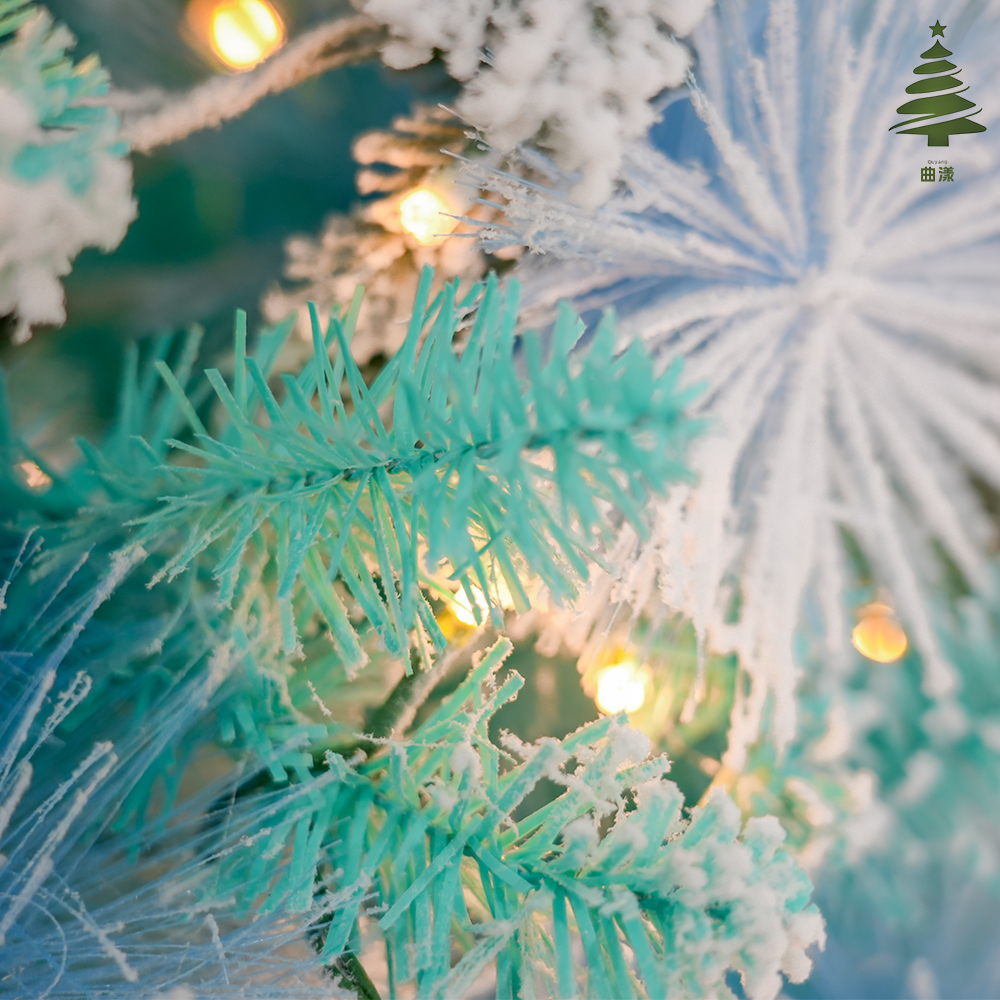 A new 2025 blue PVC mixed PE/PET pine needle flocking snowfall Christmas tree Item Picture
