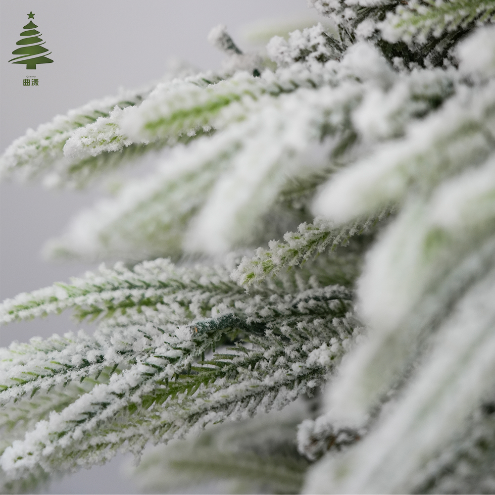 The 2025 new style of willow leaf PE mixed flocked Christmas tree with a white snowfall effect details Picture