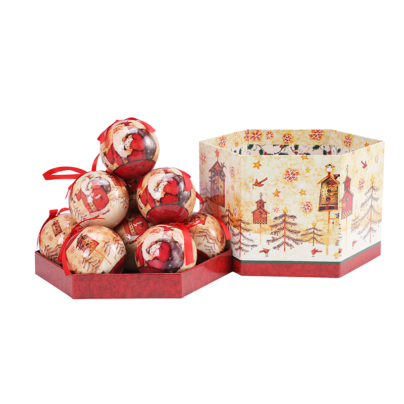 75-013诺亚高档礼盒装圣诞球 手工泡沫贴纸球圣诞装饰品 圣诞挂件圣诞礼品 圣诞工艺品