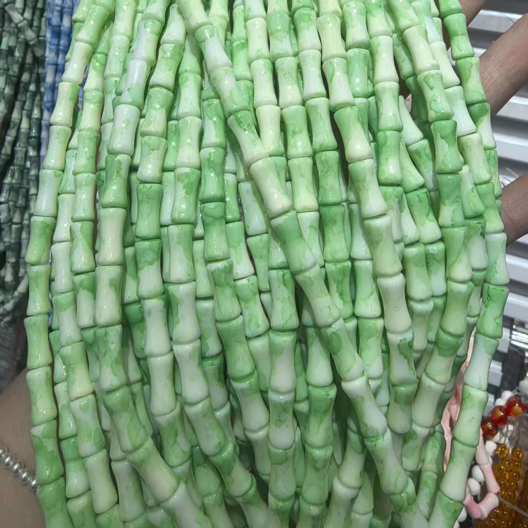 6*12MM white jade bamboo joint glass beads, ancient-style spacer beads, DIY handcrafted bracelets, glass loose beads, string beads, jewelry accessories, string beads, loose beads, glass beads Application Scenario