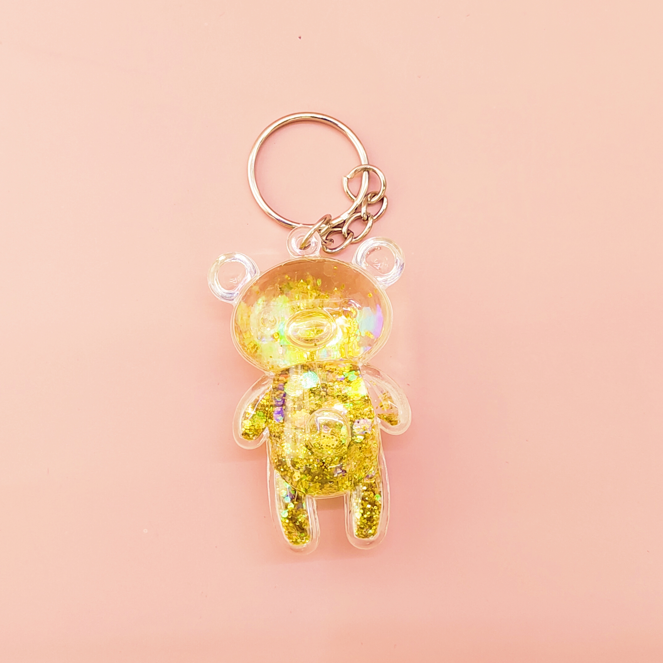 Little bear keychain, golden and silver little bear cute keychain, oil hanging piece, schoolbag key hanging decoration, Zhehui craftsmanship details Picture