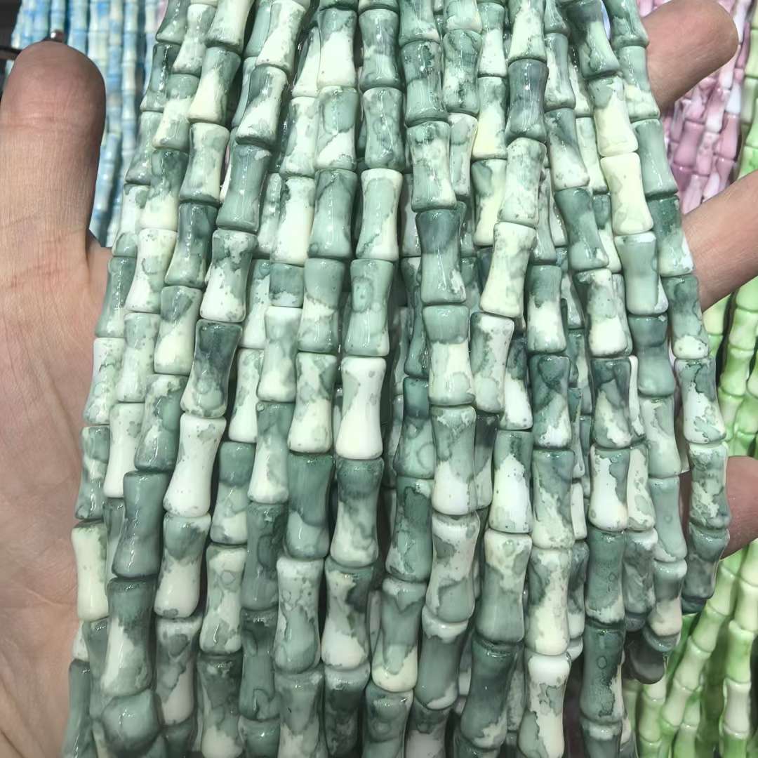6*12MM white jade bamboo joint glass beads, ancient-style spacer beads, DIY handcrafted bracelets, glass loose beads, string beads, jewelry accessories, string beads, loose beads, glass beads detail image 7