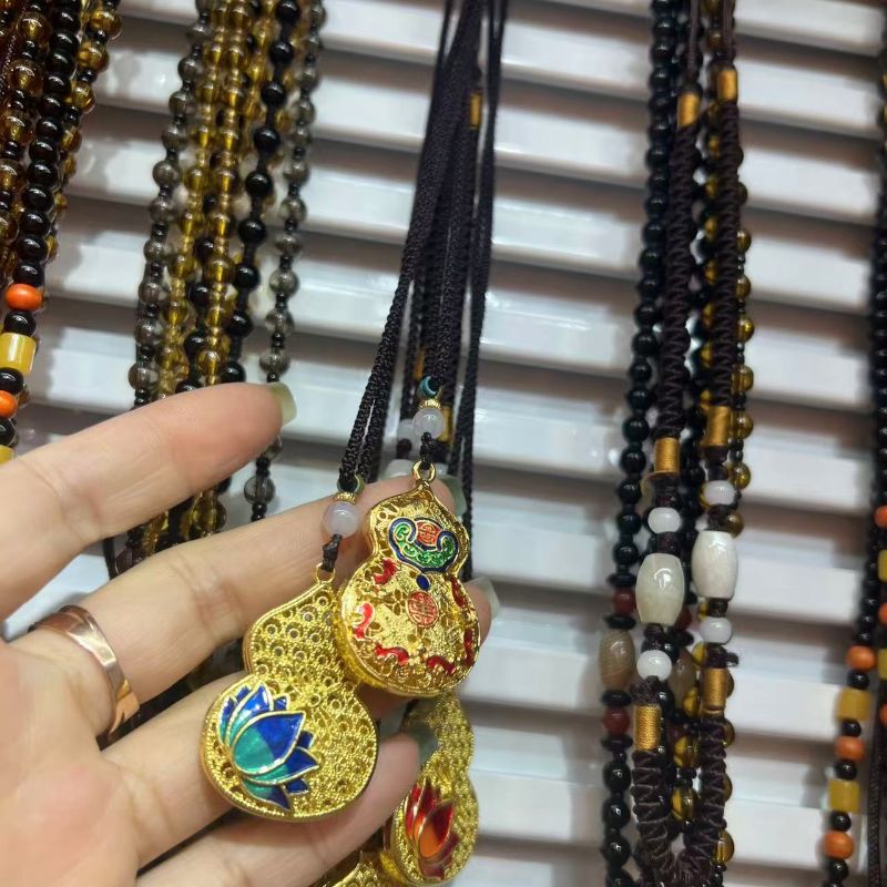 Gold dragon pendant necklace, zodiac sign, Five Blessings enamel, Vietnamese Buddha head ethnic style men's pendant Item Picture