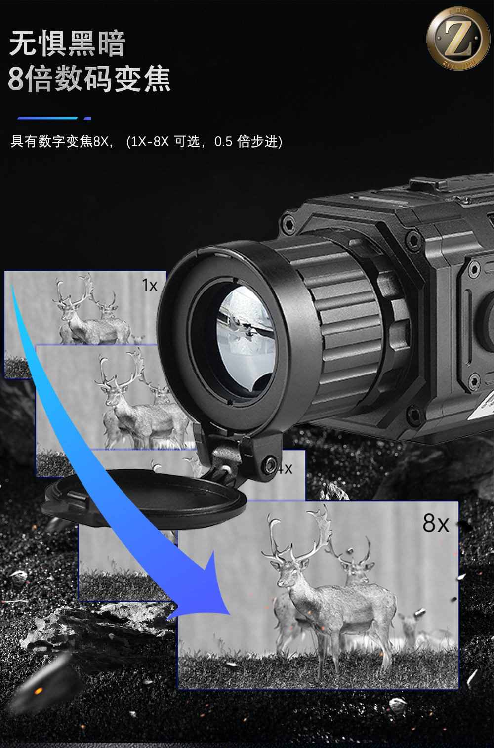TK Thermal imaging Night all-black infrared detector, all-black night vision infrared thermal detector with distance measurement cross pic 4