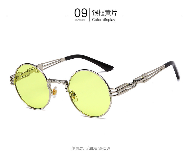 跨境个性镂空朋克墨镜金属圆形防紫外线太阳镜复古欧美街拍眼镜男 潮流时尚个性可以定制详情图8