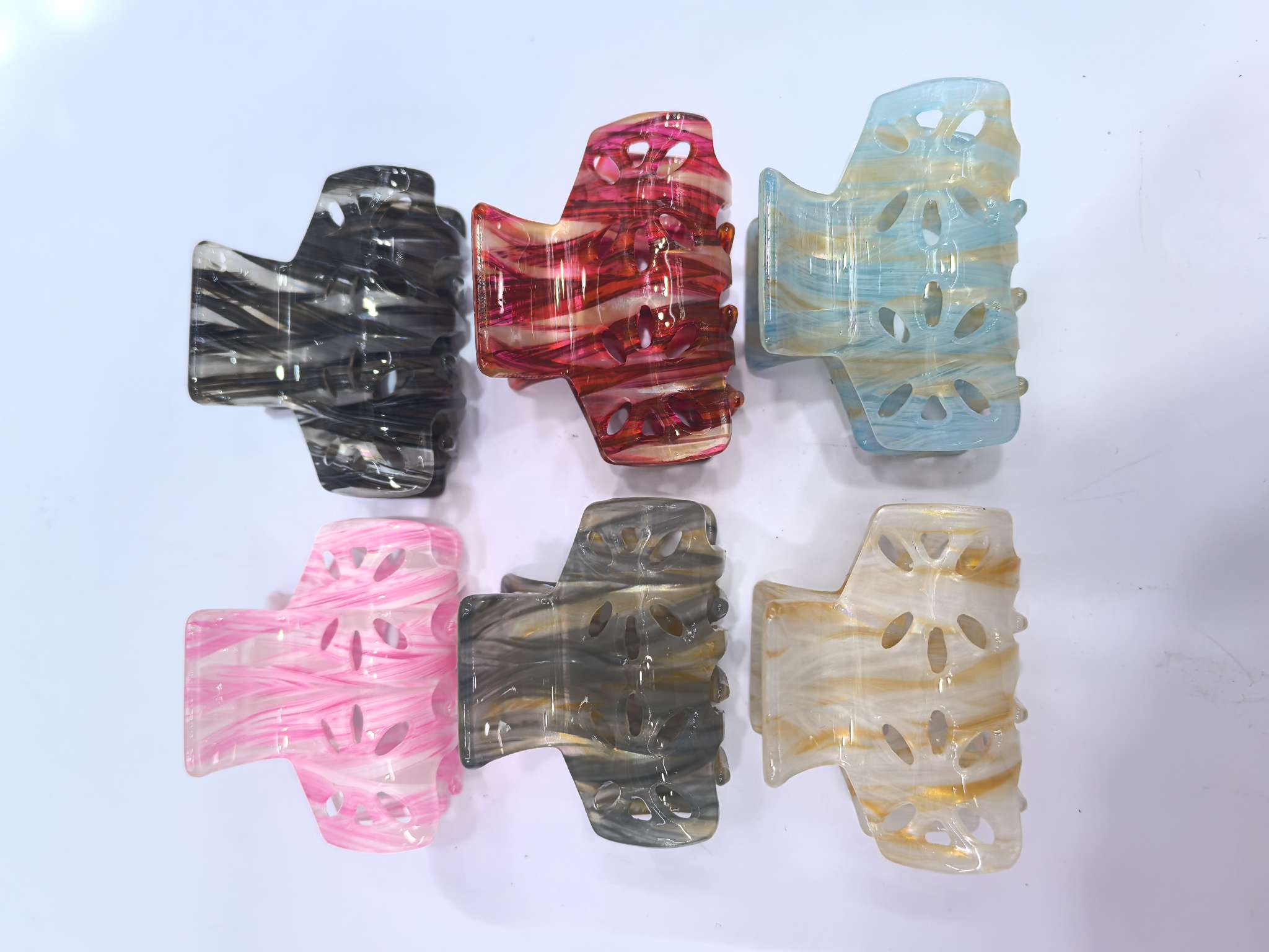 5cm亚克力抓夹 凸形 6色混 小发量 半扎