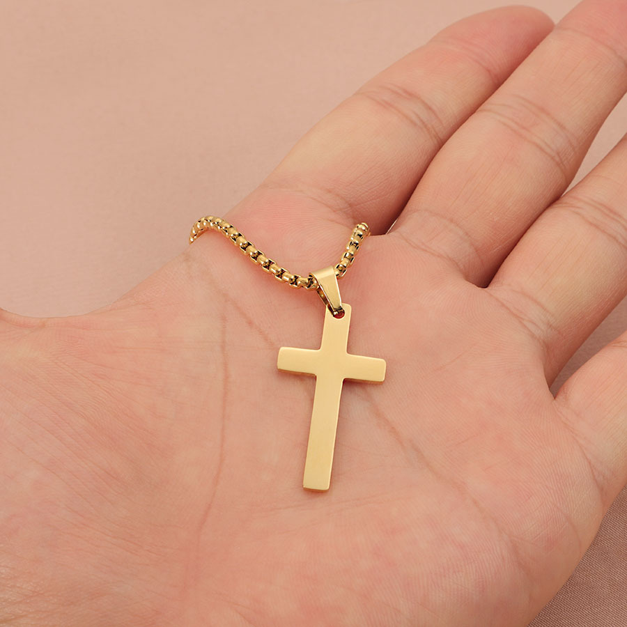 A new style of smooth cross necklace from Europe and America detail image 6