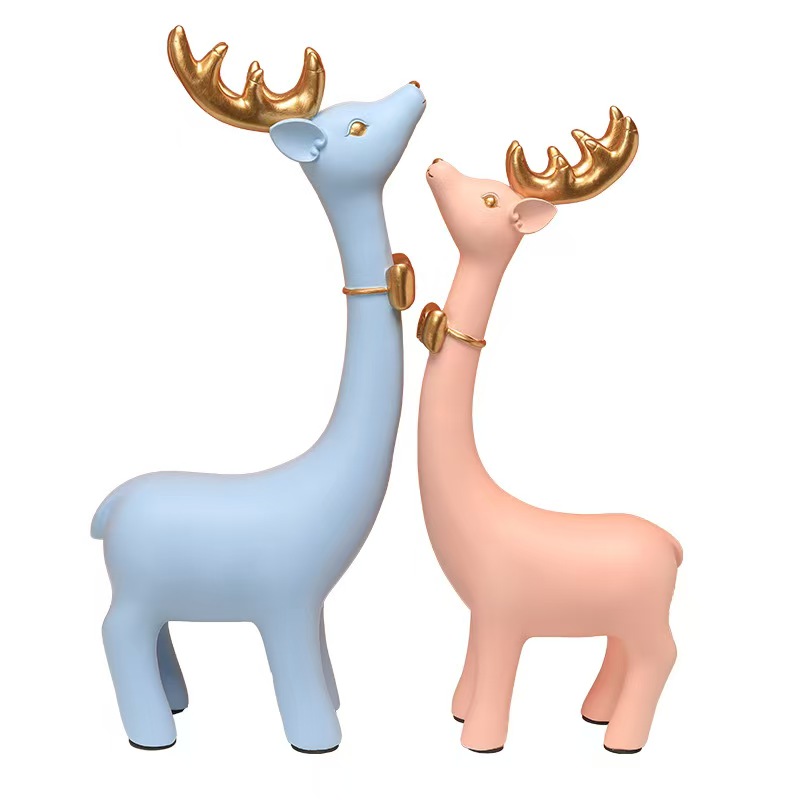 Creative resin craft gifts, creative European-style couple reindeer ornaments, wholesale furniture and decorative ornaments from the manufacturer details Picture