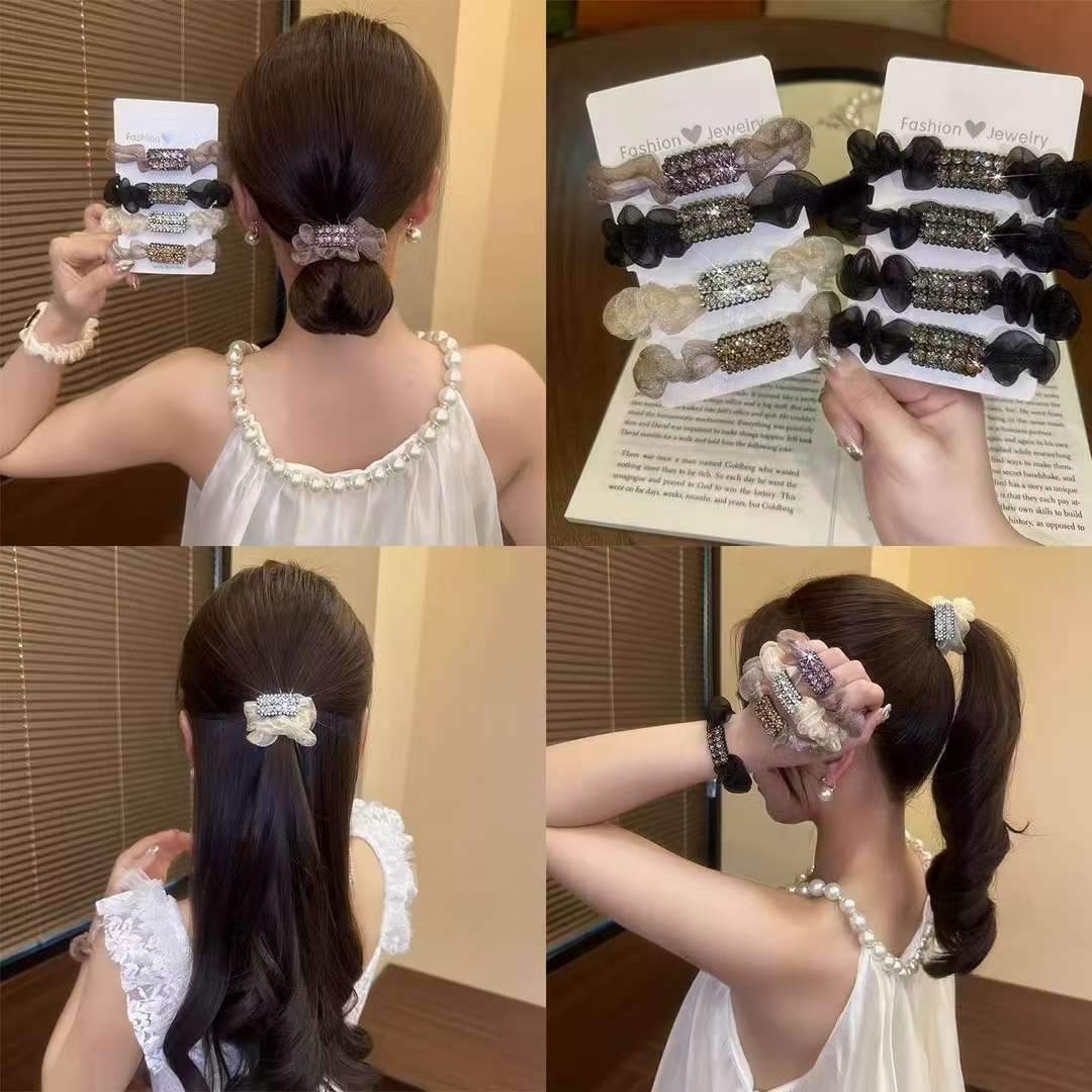 Acrylic bridal headwear, hair comb, fashionable rubber band headwear, simple and versatile styling accessories, small intestine ring detail image 6