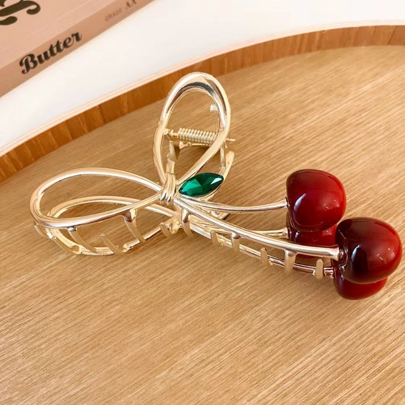New sweet cherry bow clip, fresh and cute updo, shark clip, simple and elegant hairpin, hair accessory for women