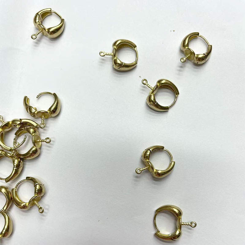 Copper base, gold-plated pearl ear buckles, pendant earrings, diy ear hooks, pendant materials, wholesale of earrings and accessories Specification image