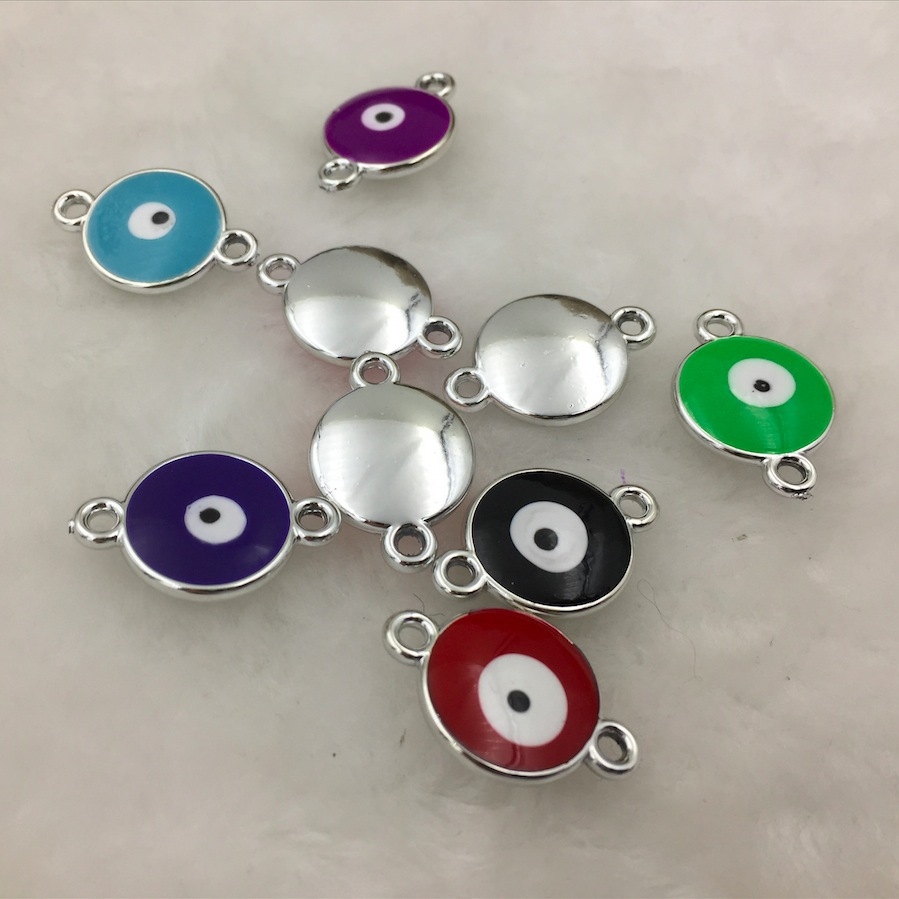 diy jewelry accessories, plastic oil-dripping pendants, Turkish blue eye pendants, necklaces and bracelets, wholesale materials, 200 pieces per package detail image 2