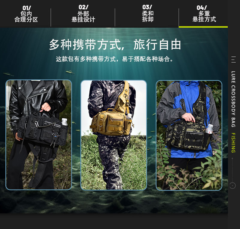 斜挎包多功能腰包饵垂盒渔具包大容量钓鱼竿包路亚包单肩背包新款详情14