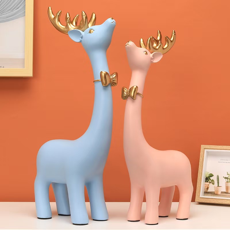 创意树脂工艺礼品创意欧式情侣麋鹿摆件厂家批发家具装饰摆件