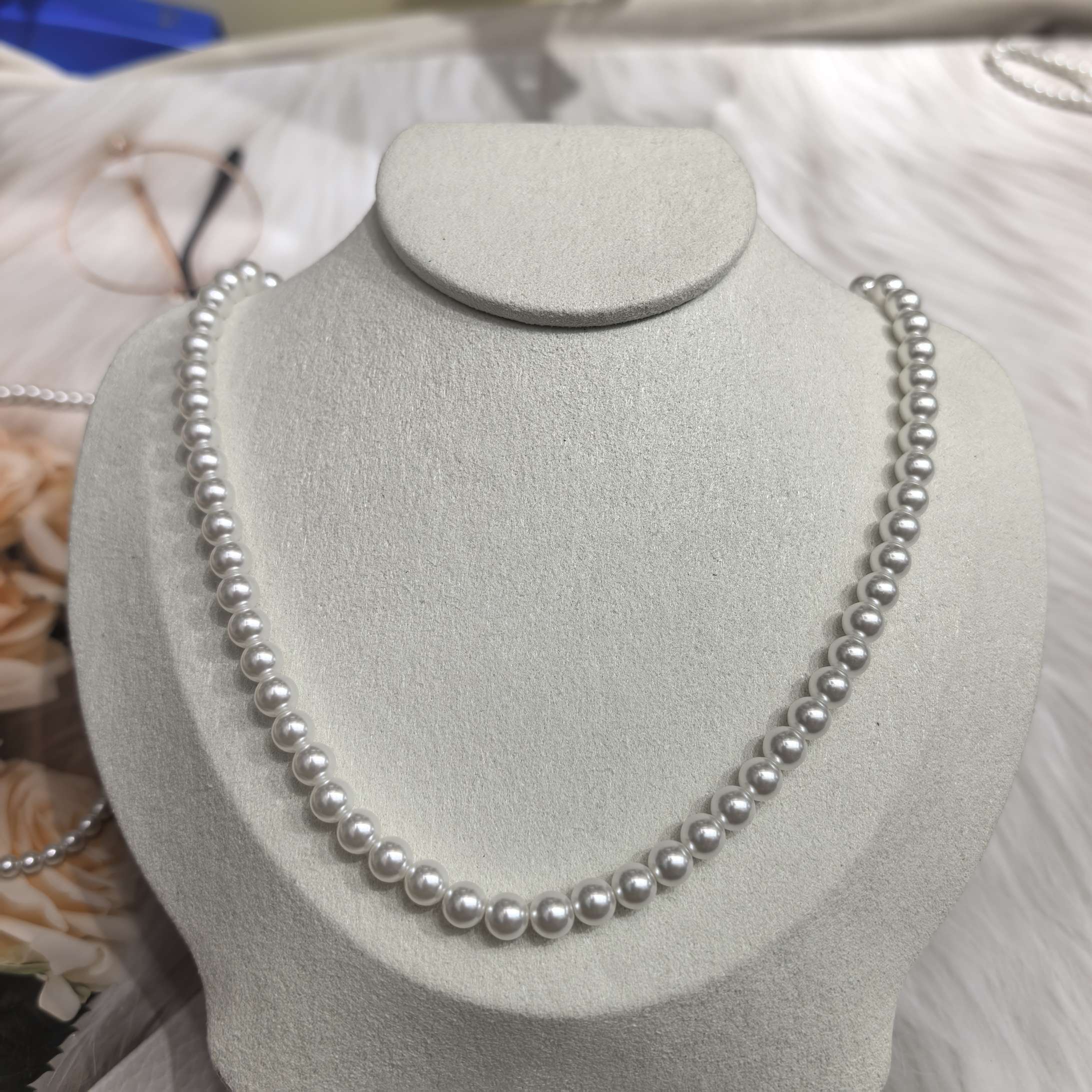 Shi Family Pearl Necklace 925 silver clasp accessory, simple and elegant pearl necklace, a versatile gift for ladies' temperament detail image 8