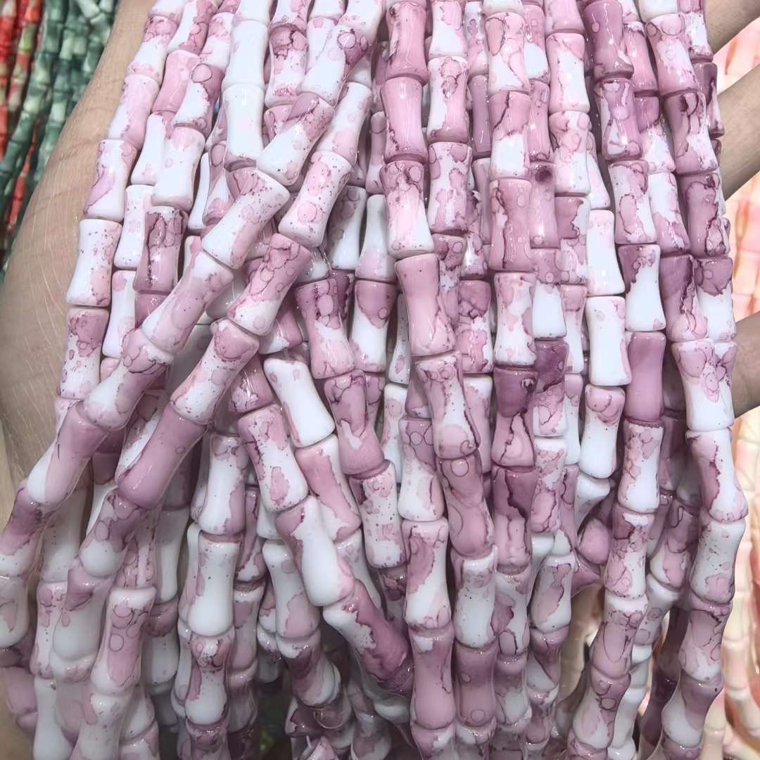6*12MM white jade bamboo joint glass beads, ancient-style spacer beads, DIY handcrafted bracelets, glass loose beads, string beads, jewelry accessories, string beads, loose beads, glass beads detail image 8