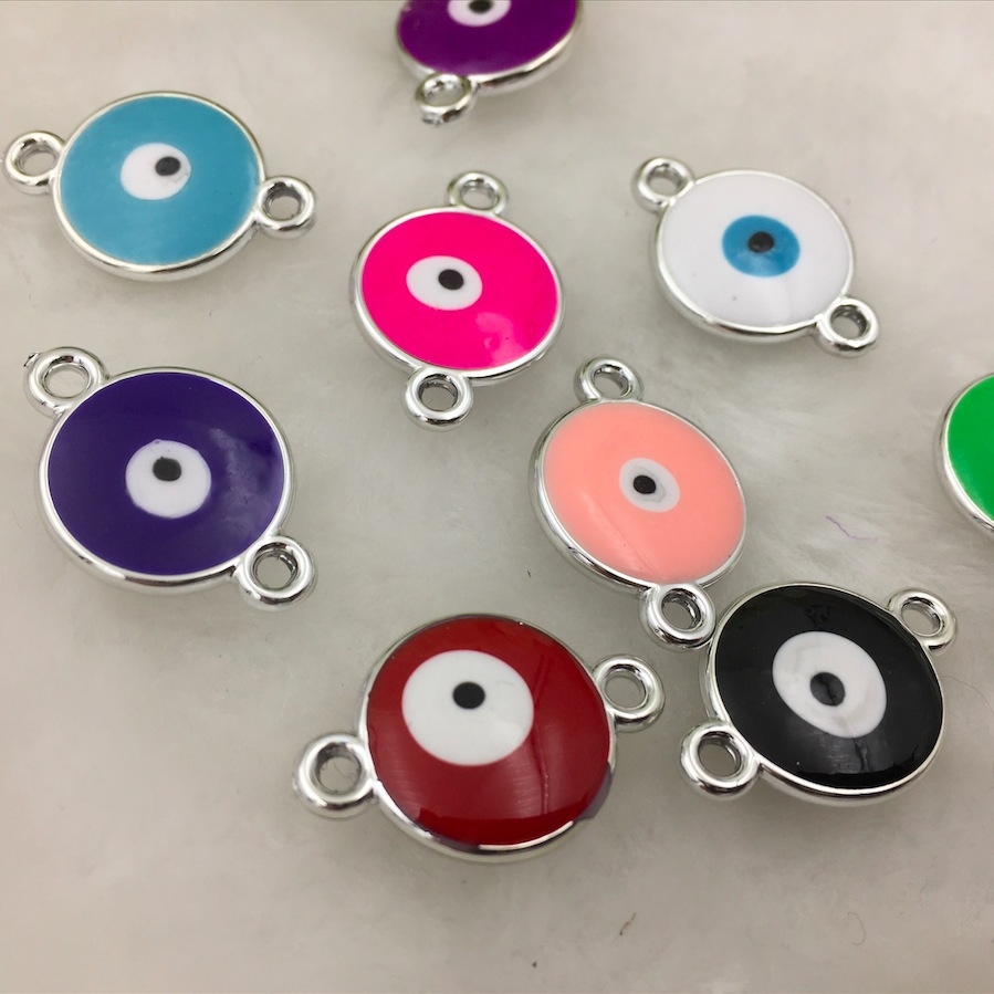 diy jewelry accessories, plastic oil-dripping pendants, Turkish blue eye pendants, necklaces and bracelets, wholesale materials, 200 pieces per package Specification image