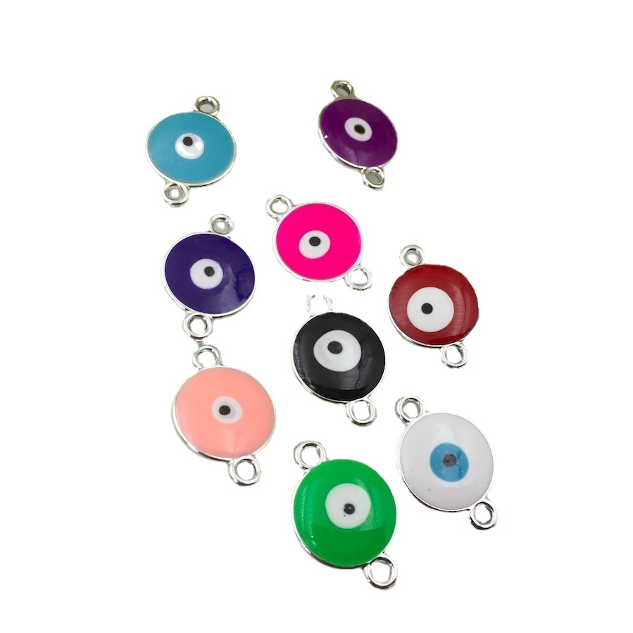 diy jewelry accessories, plastic oil-dripping pendants, Turkish blue eye pendants, necklaces and bracelets, wholesale materials, 200 pieces per package detail image 4