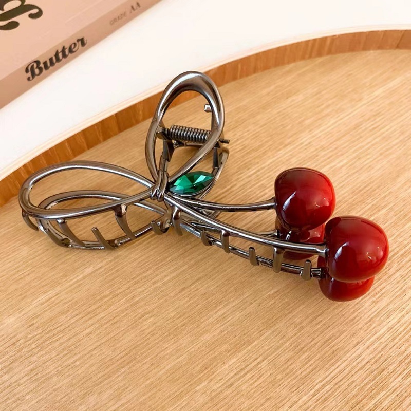 New sweet cherry bow clip, fresh and cute updo, shark clip, simple and elegant hairpin, hair accessory for women details Picture