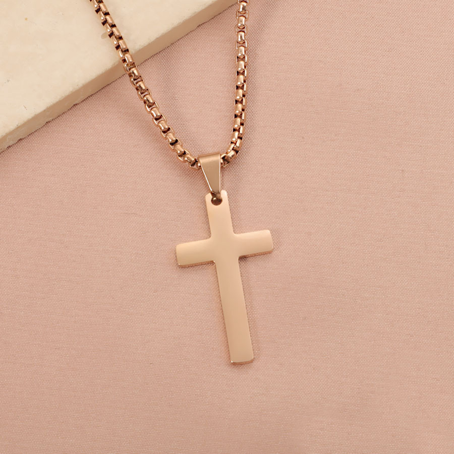 A new style of smooth cross necklace from Europe and America details Picture
