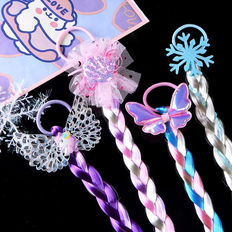 儿童头饰头绳假发辫子小女孩彩色编发彩绳公主扎头发圈女童发饰品 细节图