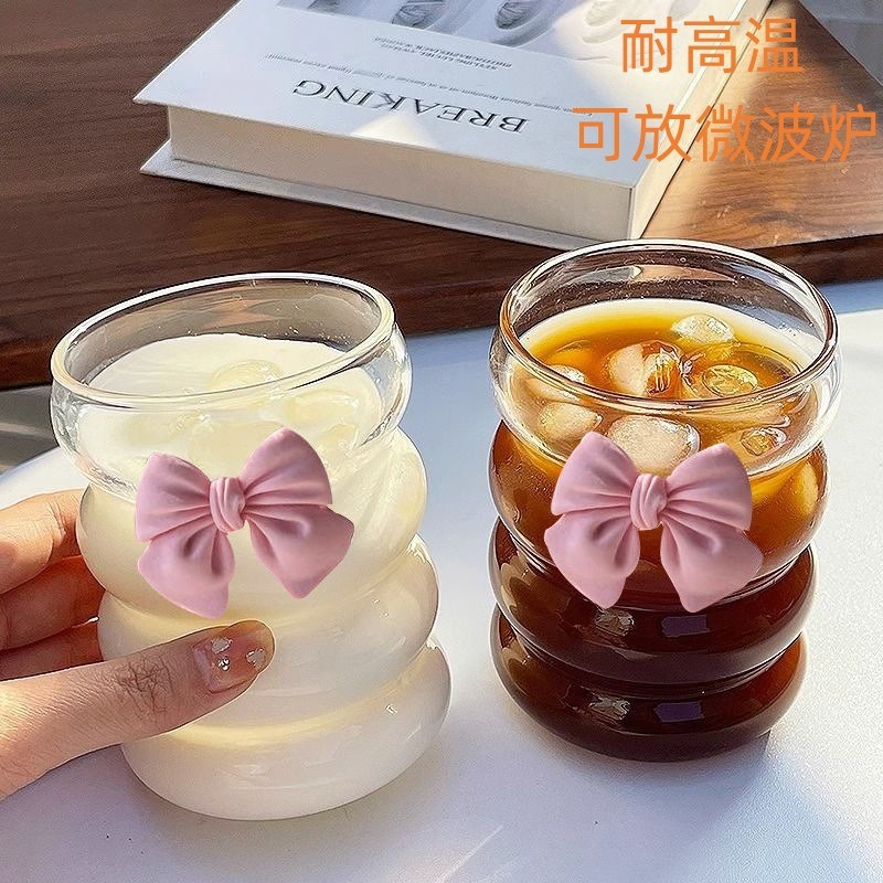 New fashionable high borosilicate water cup, straw glass cup, heat-resistant silicone sleeve water cup, home good item, girl's heart flower tea cup, juice cup, milk cup, office and home high appearance level transparent glass handicraft explosion-proof water cup, 400ml detail image 7