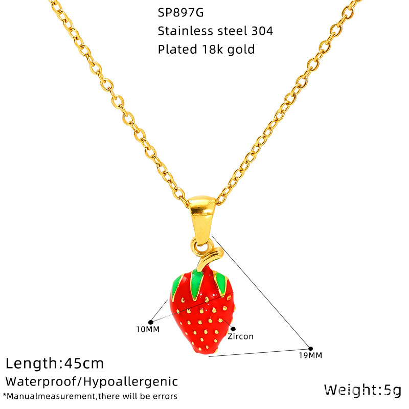 Cross-border fashionable and simple fruit series multi-style oil-dripping cherry high-end collarbone necklace Specification image