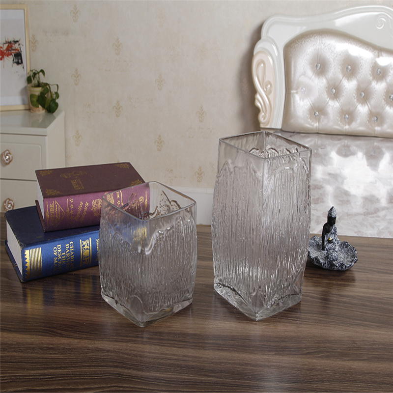 BBGLASS保北玻璃 透明玻璃花瓶 创意楞纹玻璃花瓶 玻璃方缸 人工吹制 微景观 现代家居宴会宴会婚庆摆件详情1