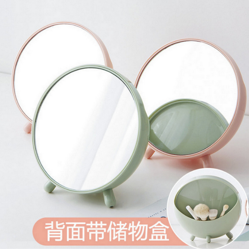 高清单面化妆镜子台式梳妆 镜子美容公主镜折叠方镜子桌面随身镜2