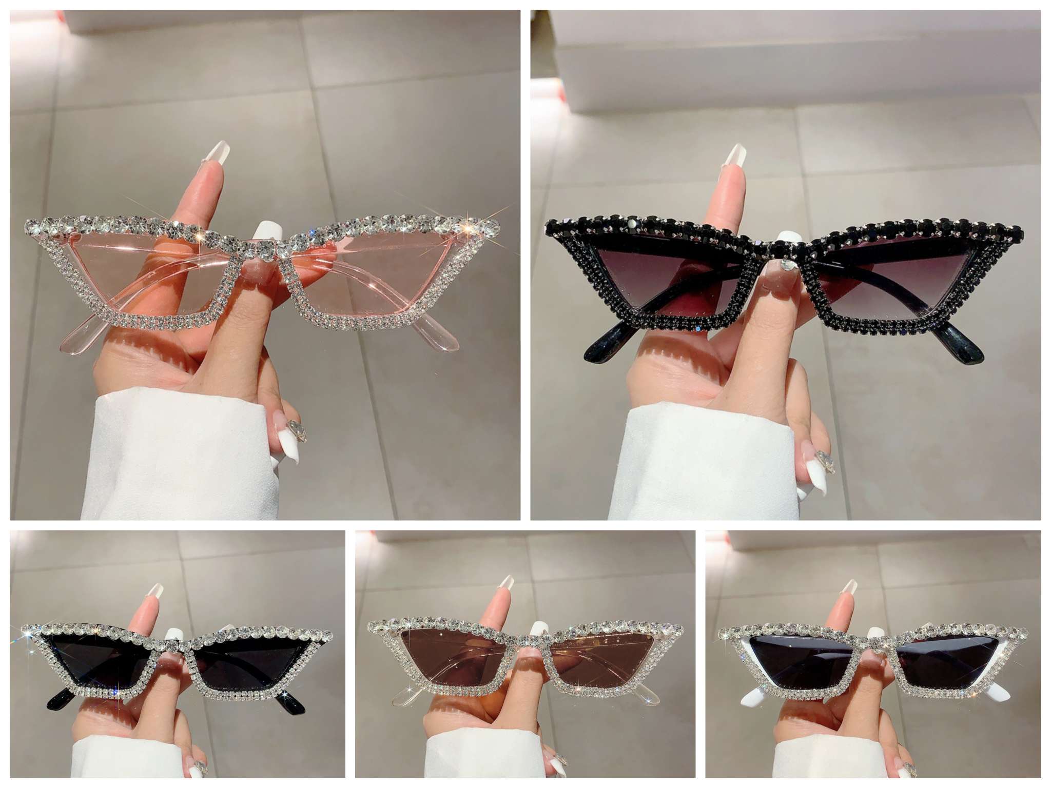 Handcrafted Brick-Encrusted Fashionable Frame Glasses, Unisex Trendy Accessories, Lightweight And Comfortable Eyewear Accessories, Anti-Blue Light Eye Protection, Decorative Stage Glasses undefined
