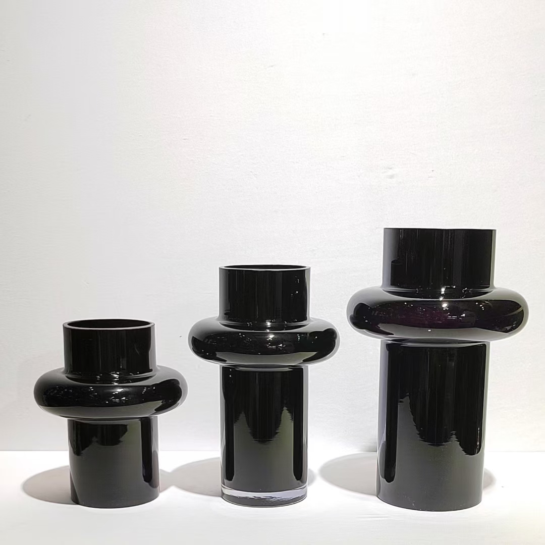 BBGLASS保北玻璃 黑色玻璃花瓶 创意黑色插花玻璃花瓶 玻璃方缸 人工吹制 微景观 现代家居宴会宴会婚庆摆件