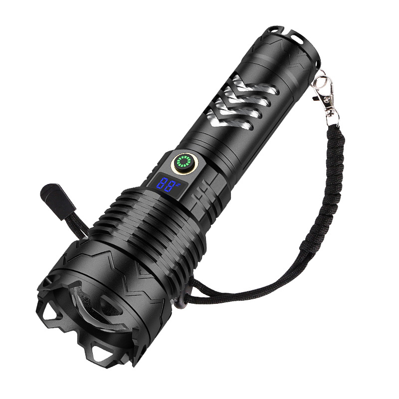光手电便携白激光穿天炮手电筒户外露营照明多功能变焦充电手电
