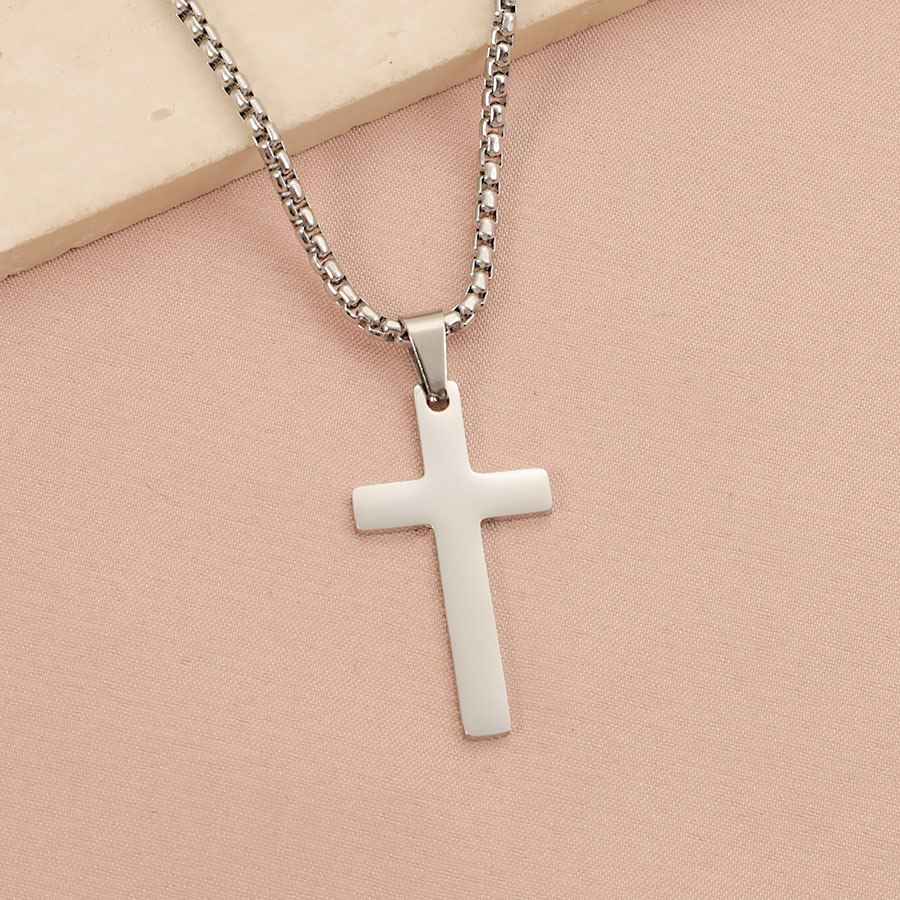 A new style of smooth cross necklace from Europe and America detail image 5