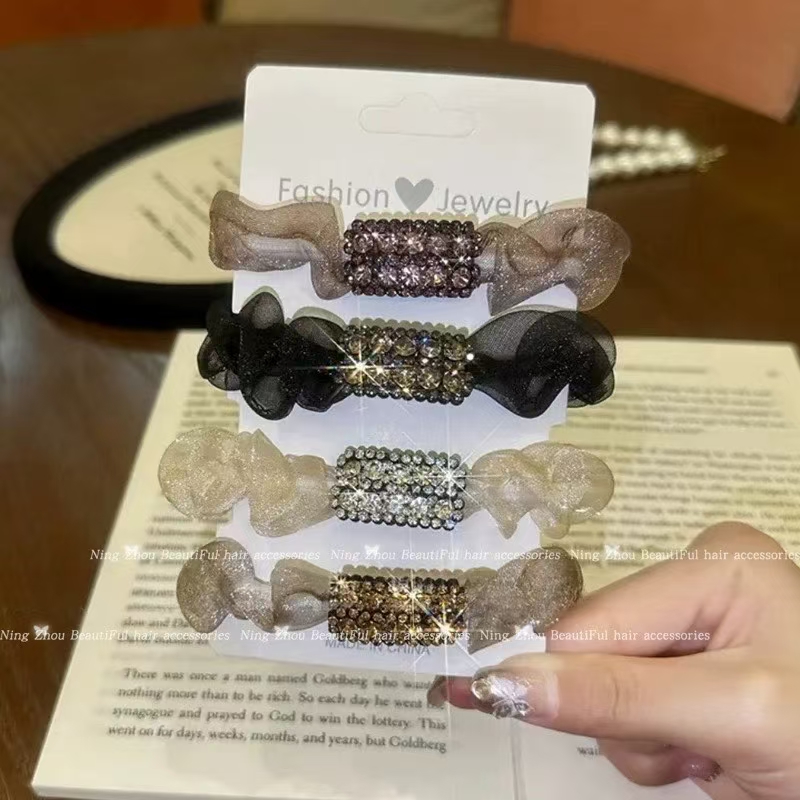 Acrylic bridal headwear, hair comb, fashionable rubber band headwear, simple and versatile styling accessories, small intestine ring detail image 2