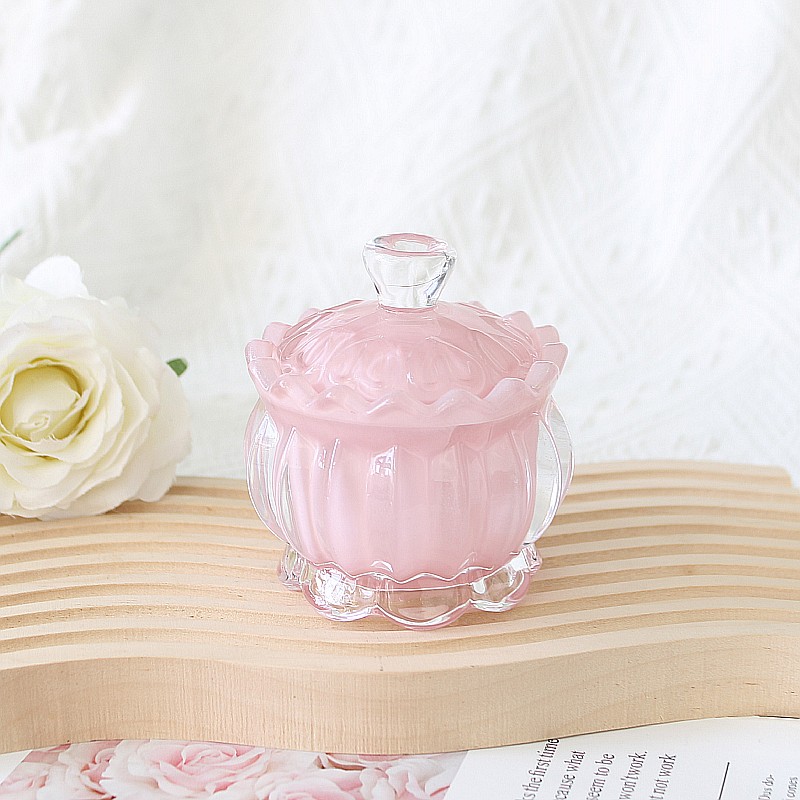 2025新款粉嫩玻璃首饰盒香薰蜡烛盒收纳盒家居装饰婚庆伴手礼