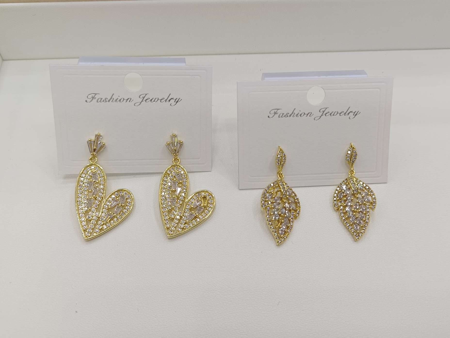 铜镀真金锆石925银针耳环耳环