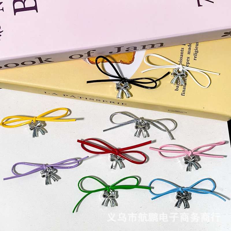 pu leather hand-tied bow pendants, diy handcrafted hair clips, phone cases, clothing accessories, shoes, hats, socks, accessories and ornaments, 200 pieces per package Specification image