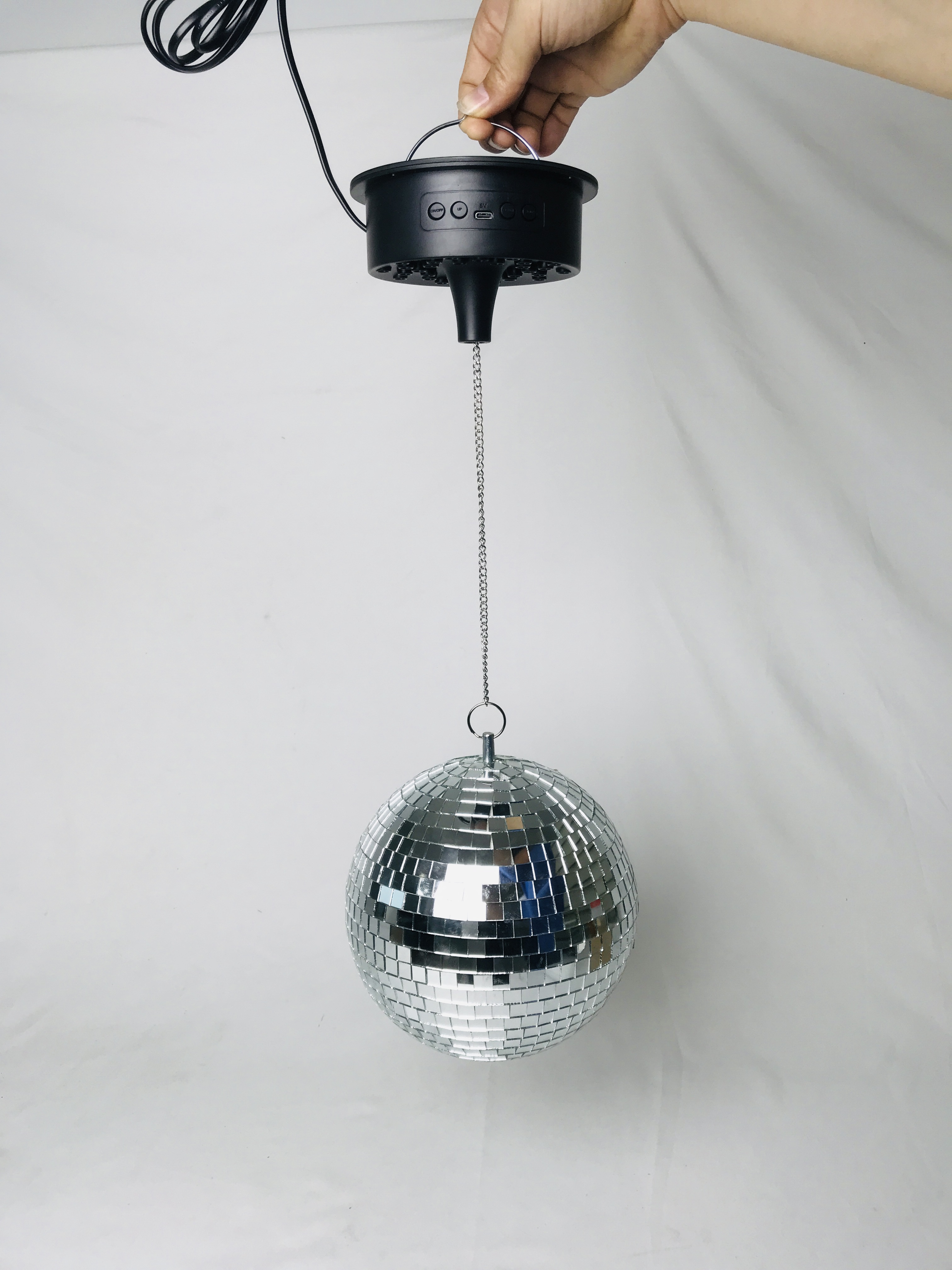 Stage lighting mirrorball, bar voice-controlled motor, rotating disco ball, mirror reflective ball base, Amazon bestseller, KTV family Patty mirror glass ball base Item Picture