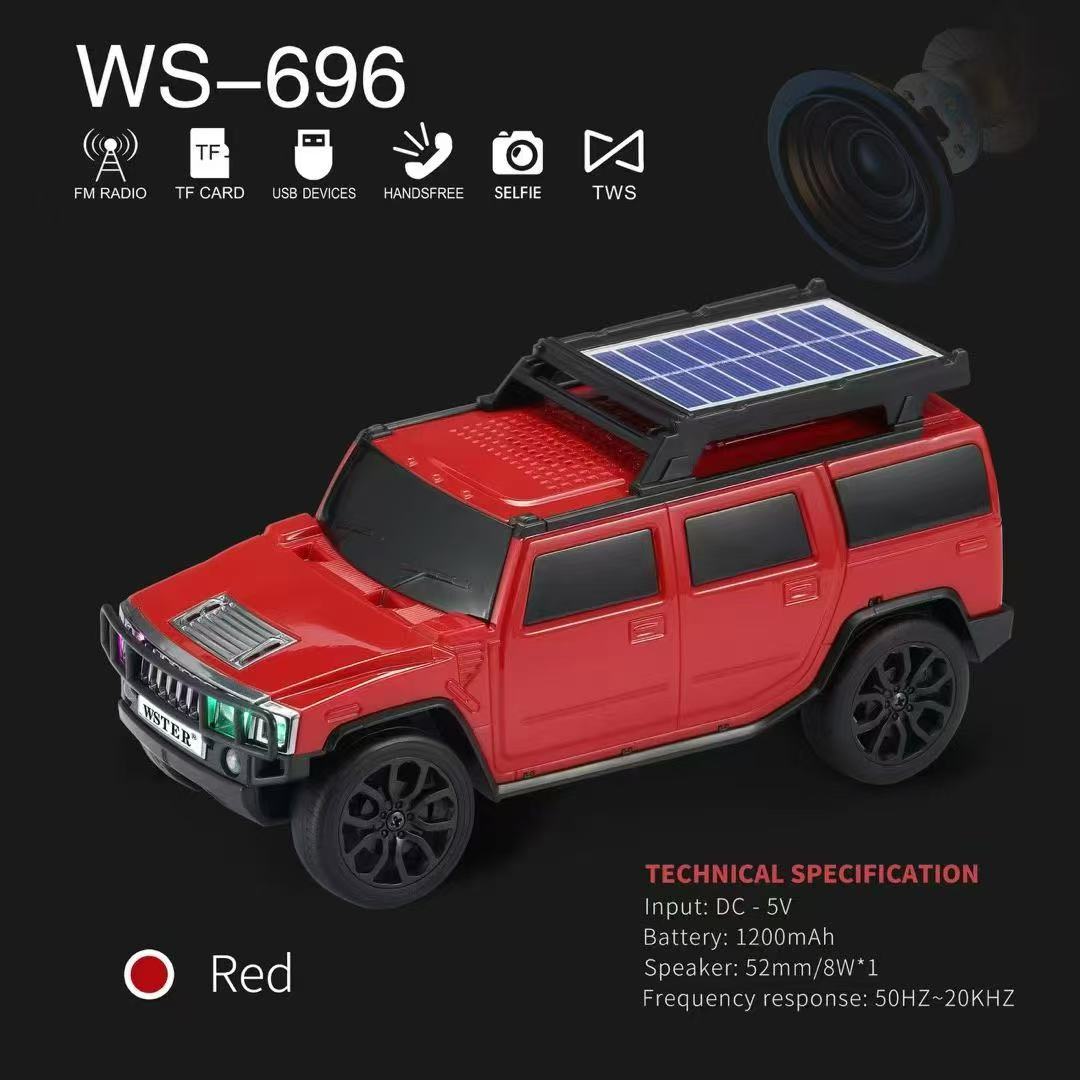 Blue Car speaker Hummer H5 car model, rechargeable subwoofer, USB flash drive, TF card, MF radio, multi-functional universal red