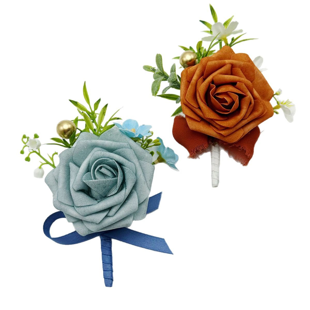 European-style popular simulation PE flowers, wedding rose corsages, bridesmaid wrist flowers, wedding best man, welcome guest lapels wholesale, Only Love 01 Specification image