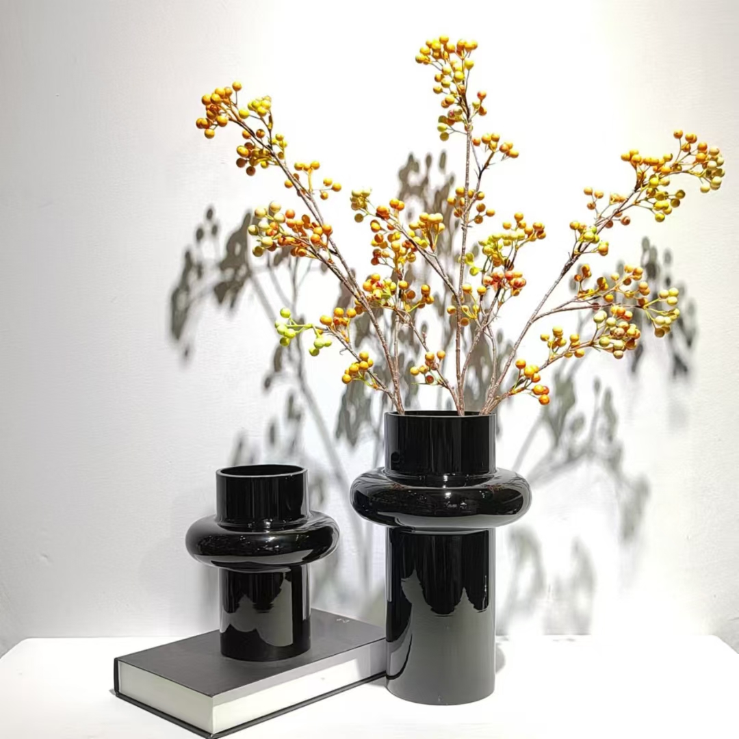 BBGLASS Baobei Glass Black Glass Vase, creative black flower arrangement glass vase, glass square VAT, hand-blown micro-landscape, modern home banquet, banquet and wedding decoration Item Picture