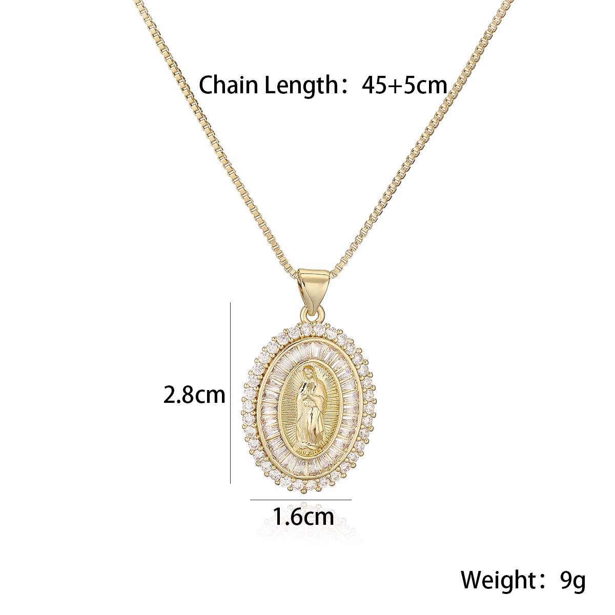 A popular cross-border bestseller in Europe and America, a copper-plated 18K gold zircon Maria pendant necklace for women, a niche high-end collarbone chain Item Picture