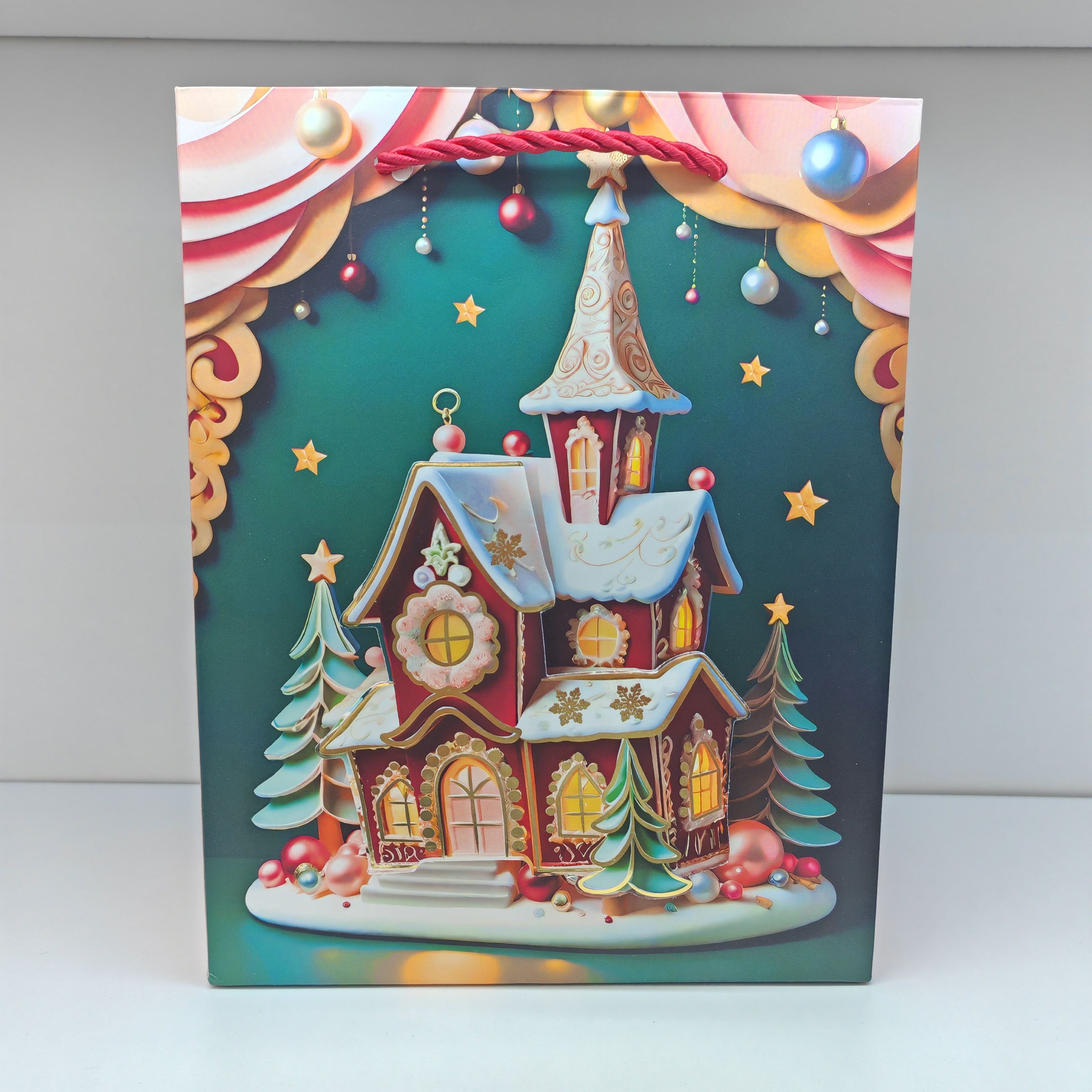 New Christmas gift bags, New Year handbags, festival paper bags, high-end shopping bags with 3D patches and gilding are in stock details Picture