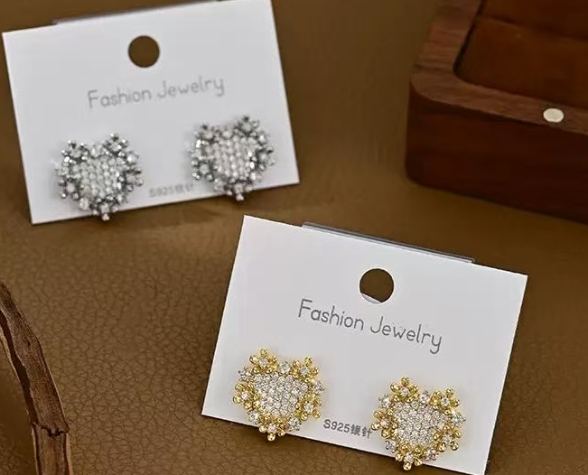 梦之涵饰品时尚爆款网络欧美出口铜镶镐 精美时尚真金电镀耳环耳饰饰品