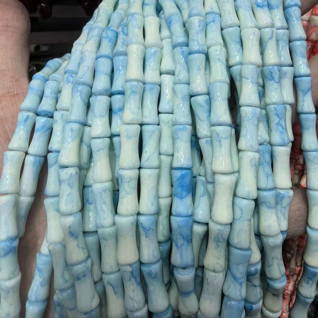 6*12MM white jade bamboo joint glass beads, ancient-style spacer beads, DIY handcrafted bracelets, glass loose beads, string beads, jewelry accessories, string beads, loose beads, glass beads details Picture