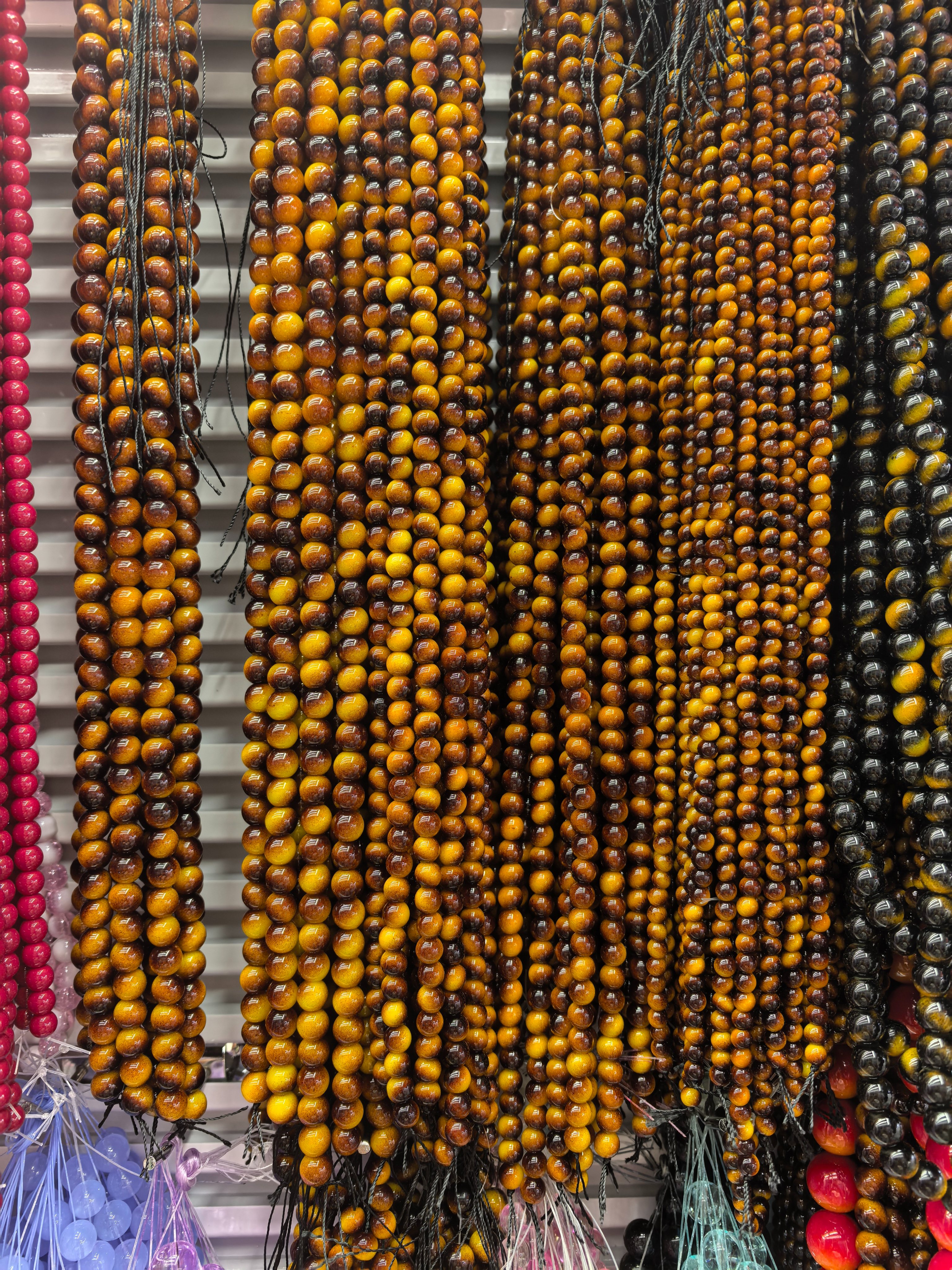 diy jewelry accessories for semi-finished yellow eye round beads, tiger's eye stone loose beads, glass and cinnabar