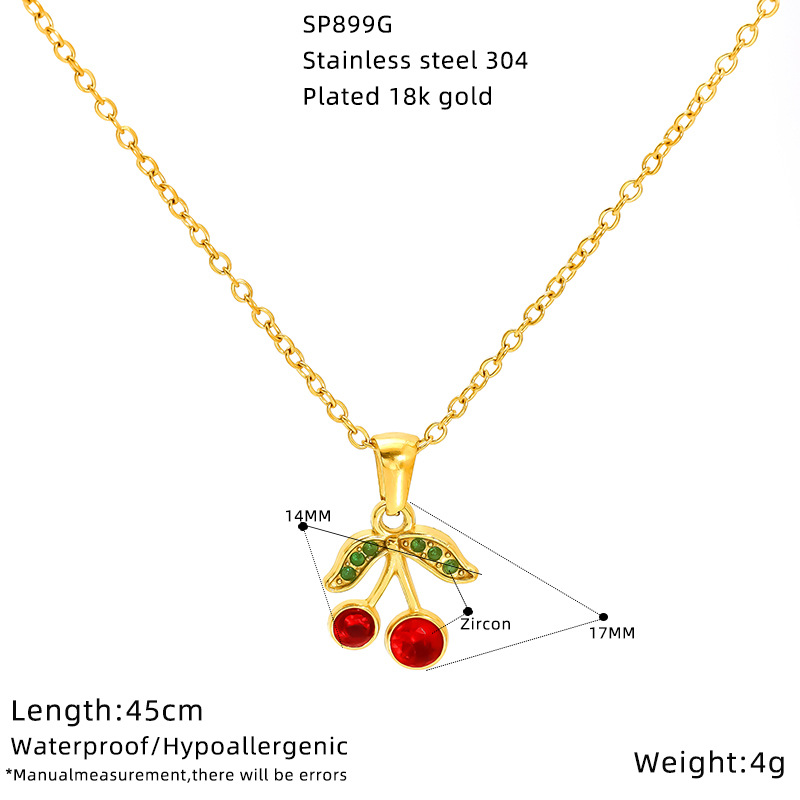 Cross-border fashionable and simple fruit series multi-style oil-dripping cherry high-end collarbone necklace Application Scenario