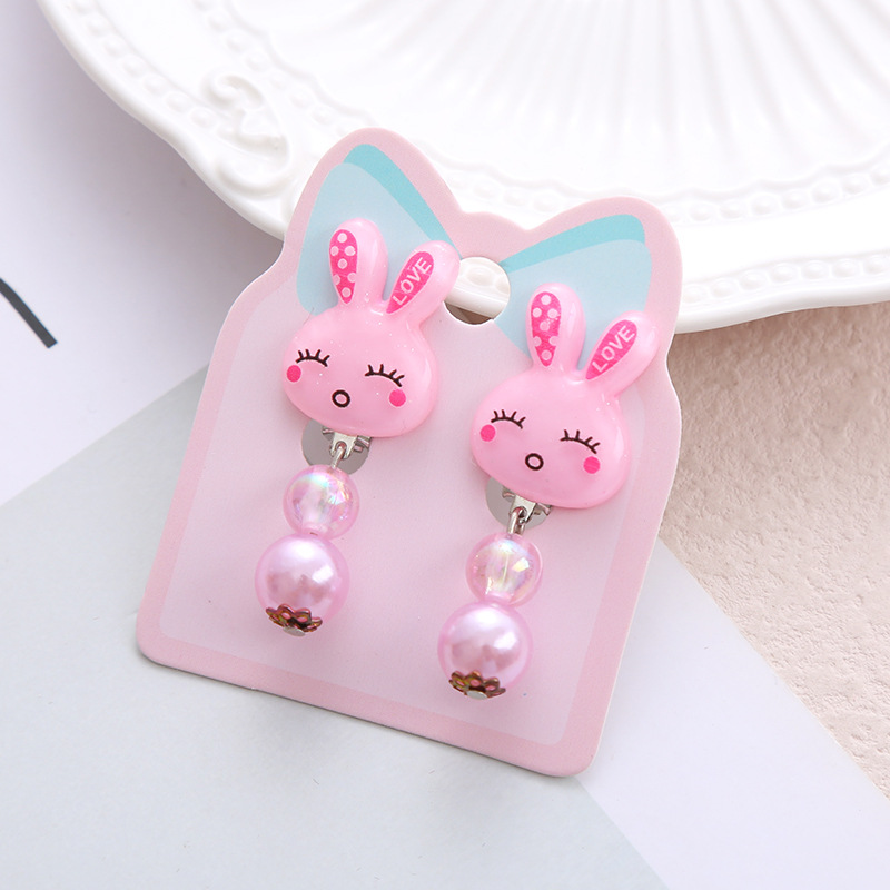 Children's ear studs and ear clips, no ear holes, girls' hand-drilled cute pearl diy tassel ear clips, long style, students details Picture